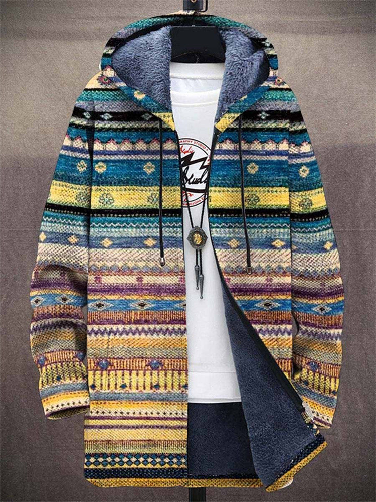 Catalina | Cárdigan Artesanal Estampado con Capucha
