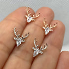 Aretes en bois de cerf con zircons clairs 3