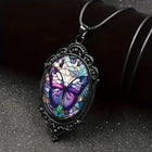 Collar Colgante Mariposa con cristal Morado 2