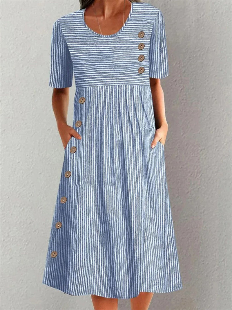 Isabela | Vestido Midi a Rayas