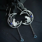 Aretes Bohemios Gato en zircon Azul en Plata de ley 1