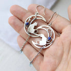 Aretes Bohemios Gato en zircon Azul en Plata de ley 2