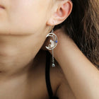 Aretes Bohemios Gato en zircon Azul en Plata de ley 3