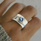 Inés - Anillo Vintage de Zafiro Azul Plata Bañada en Oro 1