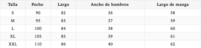 Guía de tallas