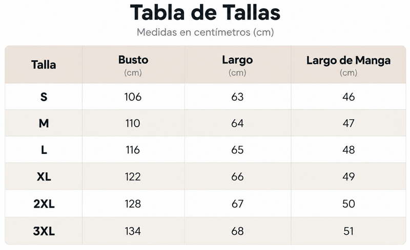 Guía de tallas