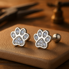 Aretes Huella de Gato en Plata de ley - detalles en cristal 1