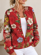 Cárdigan de Botones con Estampado Floral Vintage 2