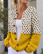 Cárdigan de Botones con Estampado de Lunares Amarillos 2