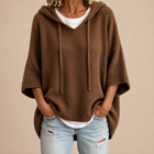 Poncho de Punto con Capucha en Marrón 1