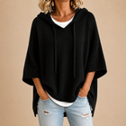 Poncho de Punto con Capucha en Negro 1