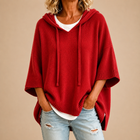 Poncho de Punto con Capucha en Rojo 1