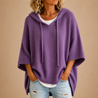 Poncho de Punto con Capucha en Morado 1