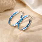 Belén - Pendientes Chic Circulares con Ópalo de Fuego Azul 1