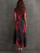 Beatrice | Vestido Cruzado Midi Estampado Abstracto Vino Tinto 4