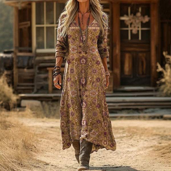 Valentina | Vestido Maxi Bohemio de Corte Relajado