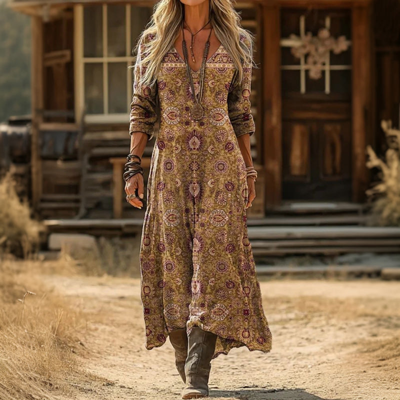 Valentina | Vestido Maxi Bohemio de Corte Relajado