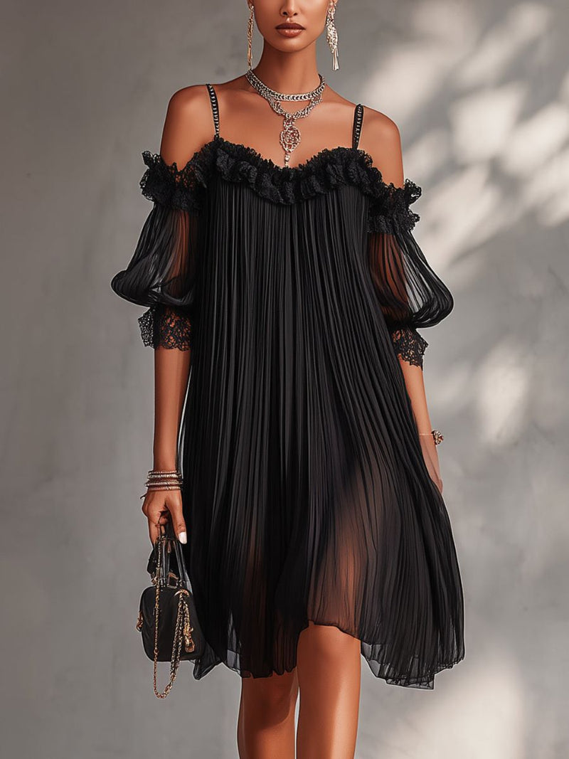 Vitoria | Minivestido negro de muselina