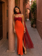 Vestido Largo Drapeado Bicolor 1