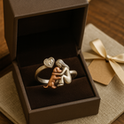 Anillo Perro Faite Main en Plata de ley 925 con Zirconia Corazón - Talla ajustable 3