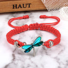 Pulsera tejida a mano con libélulas 3