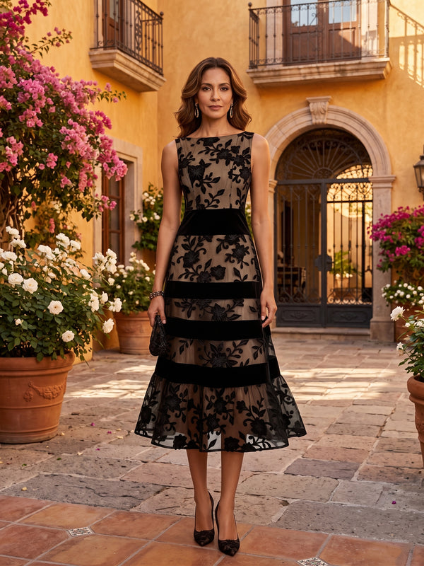 Bella Noir | Vestido Midi con Estampado Floral
