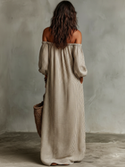 Carmen | Vestido largo de algodón y lino con diseño off-the-shoulder 2