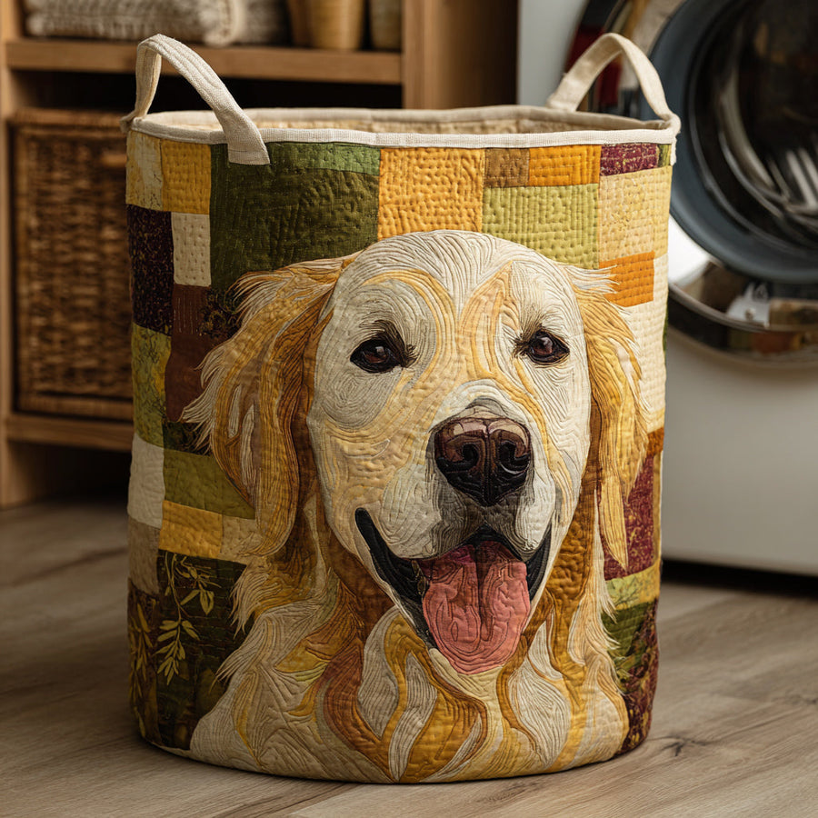 Cesto acolchado con Golden Retriever sonriente