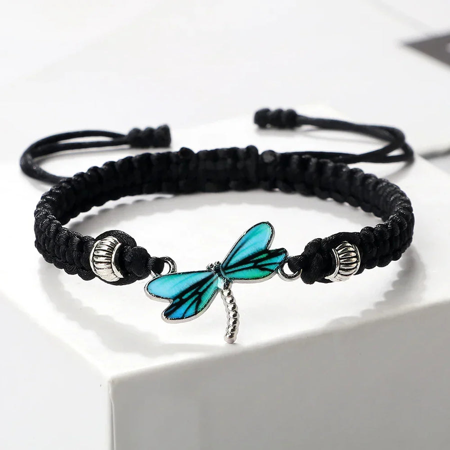 Pulsera tejida a mano con libélulas