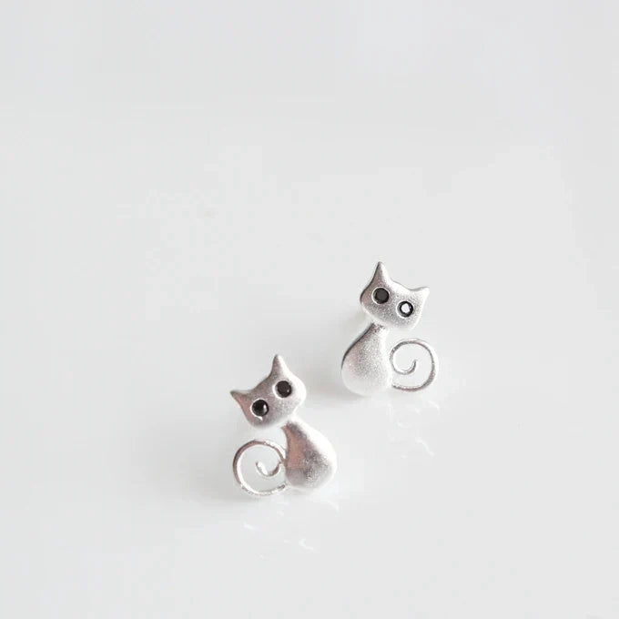 Aretes de gato en plata