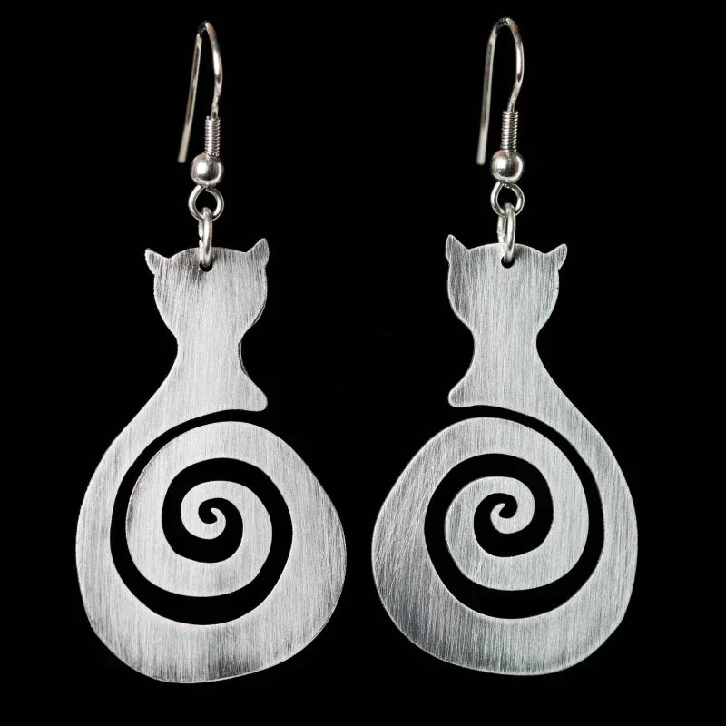 Aretes spirales Gato vintage