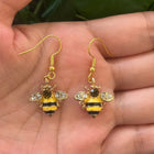 Aretes Abeja Doradoe y nid d'Abeja en cristal 3