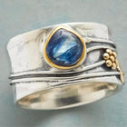 Inés - Anillo Vintage de Zafiro Azul Plata Bañada en Oro 2