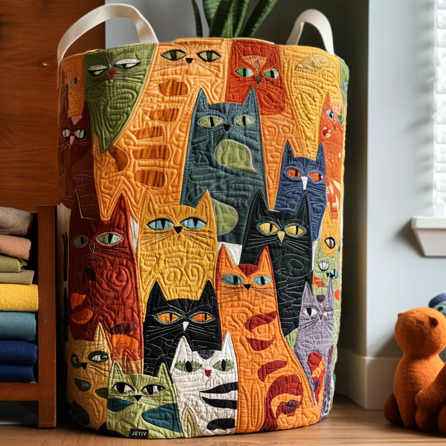 Cesto acolchado con pandilla de gatos