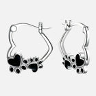 Aretes Huggies Corazón Huella con émail Negro 1
