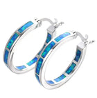 Belén - Pendientes Chic Circulares con Ópalo de Fuego Azul 2