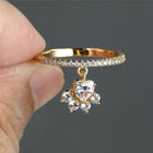 Anillo vintage Huella de Gato y pierre Corazón - Ton oro y Plata 2