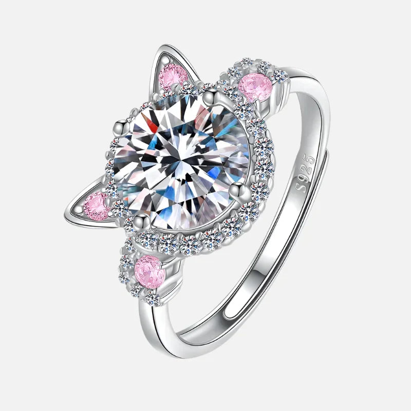 Anillo ajustable orejas de Gato con óxido de Zirconia
