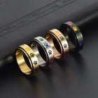 Anillo Huella anti-stress tournante - Acero inoxidable con Huellas Arcoíris 4
