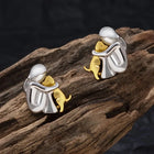Aretes créoles bicolores Plata y oro 3