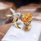 Anillo ajustable Colibrí en pierre précieuse - Zircon, plaqué oro 14 carats 2
