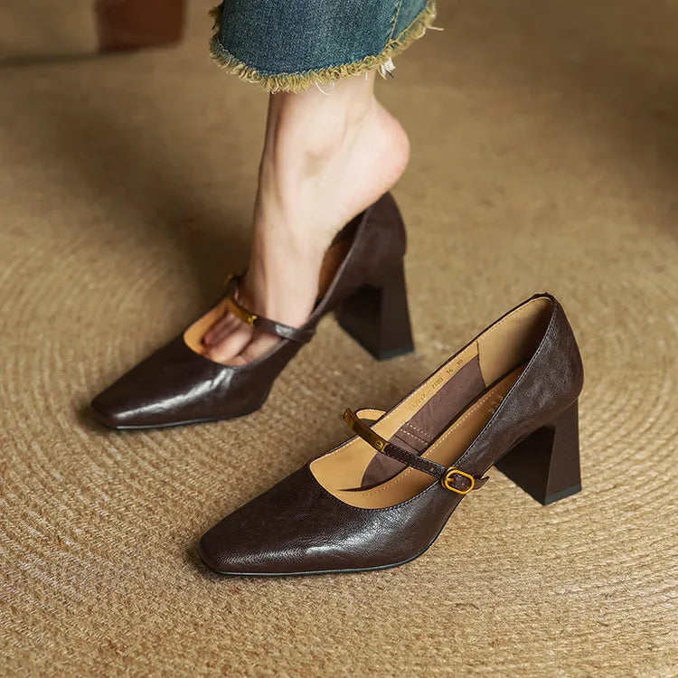 Isabella | Zapatos de Tacón Mary Jane con Tacón Ancho