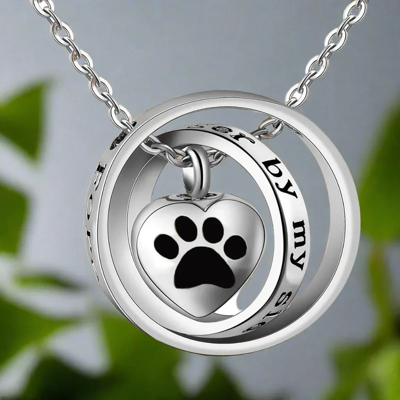 Siempre a mi lado, por siempre en mi corazón - Collar urna con huella en acero inoxidable