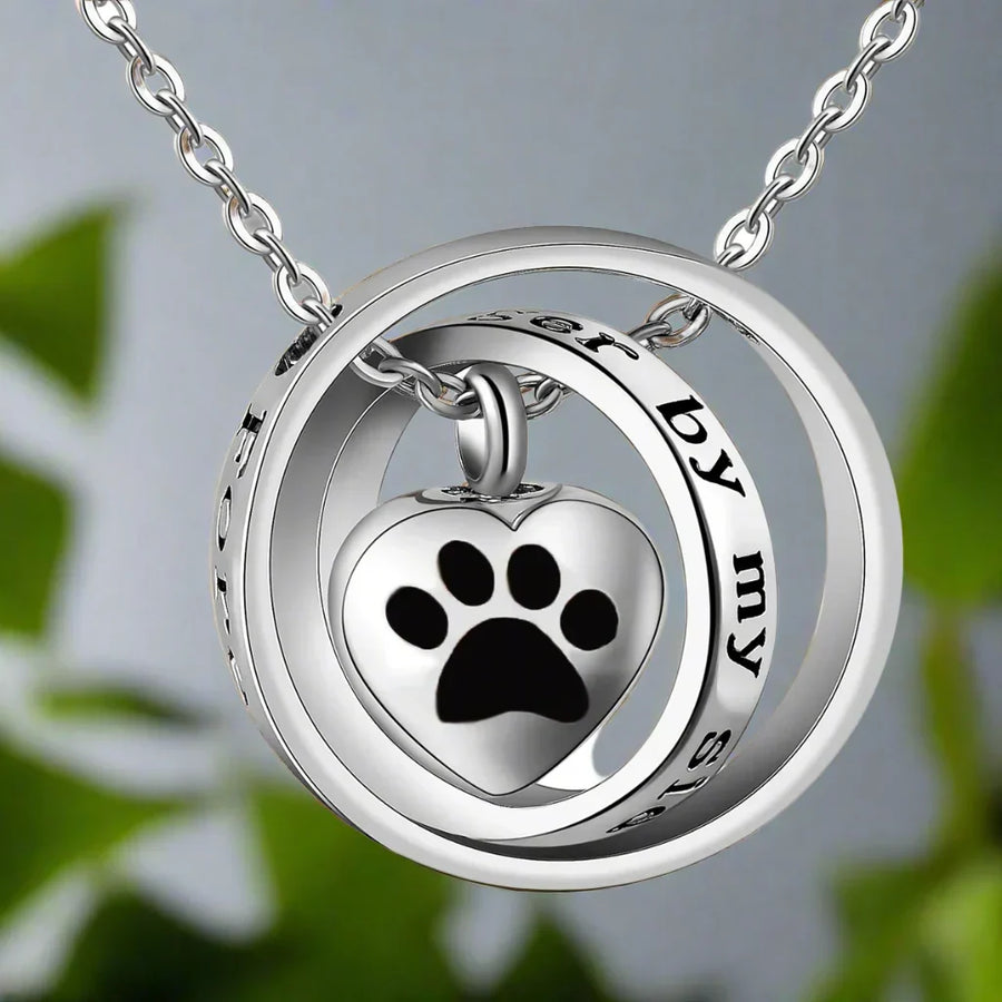 Siempre a mi lado, por siempre en mi corazón - Collar urna con huella en acero inoxidable