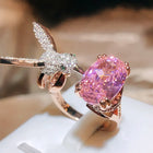 Anillo ajustable Colibrí en pierre précieuse - Zircon, plaqué oro 14 carats 1