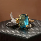Anillo Colibrí ajustable Color aigue-marine - Plaqué oro 14K 3