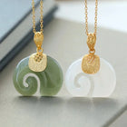 Collar Colgante Éléphant en Jade de Hetian - Chaîne Plaqué oro 18 Carats para Mujer 2