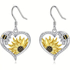 Aretes Colgantees Corazón Girasol y Abeja Boho vintage 2