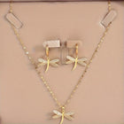 Collar de libélula dorado con aretes a juego 4