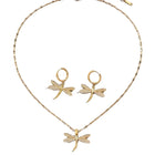 Collar de libélula dorado con aretes a juego 5